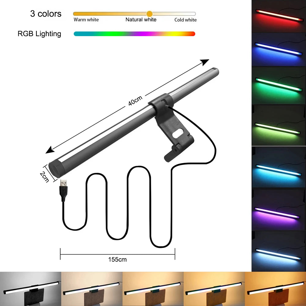16 in (40cm) Glow Bar dimensions, three white tones and RGB modes