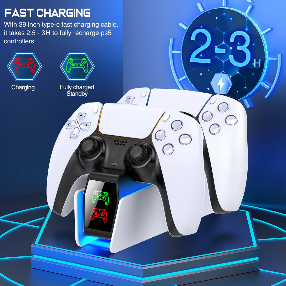 Fast charging – both controllers full in 2 to 3 hours